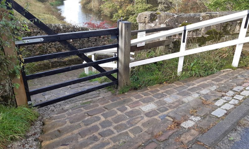 Steps down to towpath